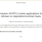 The 16th Finance Commission #XVIFC invites applications for the post of Economic Adviser on deputation/contract basis