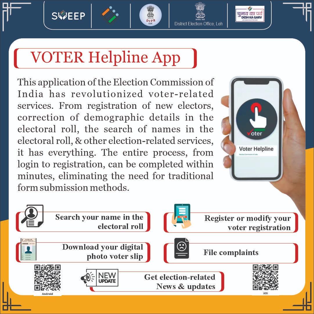 Voter Helpline app is a comprehensive app for Indian voters to search their name in the electoral roll, submit forms for voter registration & modification