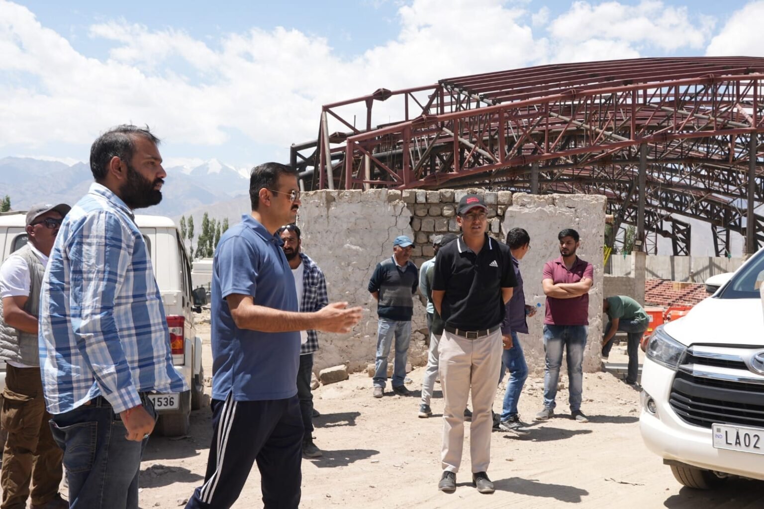 Malik inspects ongoing sports projects in Leh, Ladakh