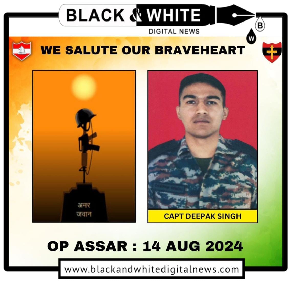 Braveheart Captain Deepak Singh of White Knight Corps Martyrs in Doda District's Operation Assar