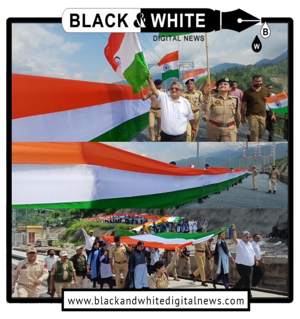 District Administration Reasi organizes Tiranga Rally on World's Highest Railway Bridge