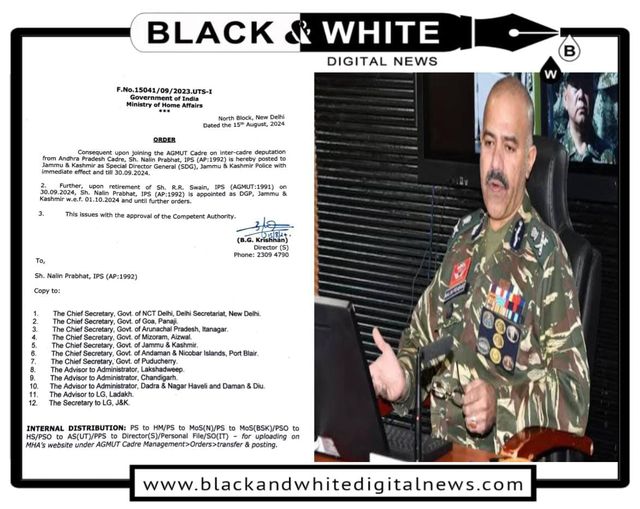 BreakingNews Nalin Prabhat Appointed as Special Director General of J&K Police; Set to Succeed RR Swain as DGP in October