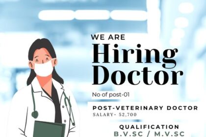 Resume is being invited for the post of Veterinary Doctor at office of Sheep Husbandry. For more details, refer to the advertisement.