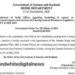 J&K Govt has appointed Jatinder Singh Johar, AIG Crime and Complaints, J&K as the Nodal Officer to coordinate and report on grievances received from the Election Commission of India during the 2024 General Elections to the Legislative Assembly in J&K.