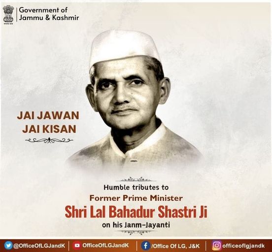 Humble tributes to the great son of India, former PM Shri Lal Bahadur Shastriji on his Janm-Jayanti.