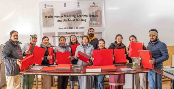 Workshop on archival box-making and archival binding organized at Department of Archives, Archaeology, and Museums, Leh