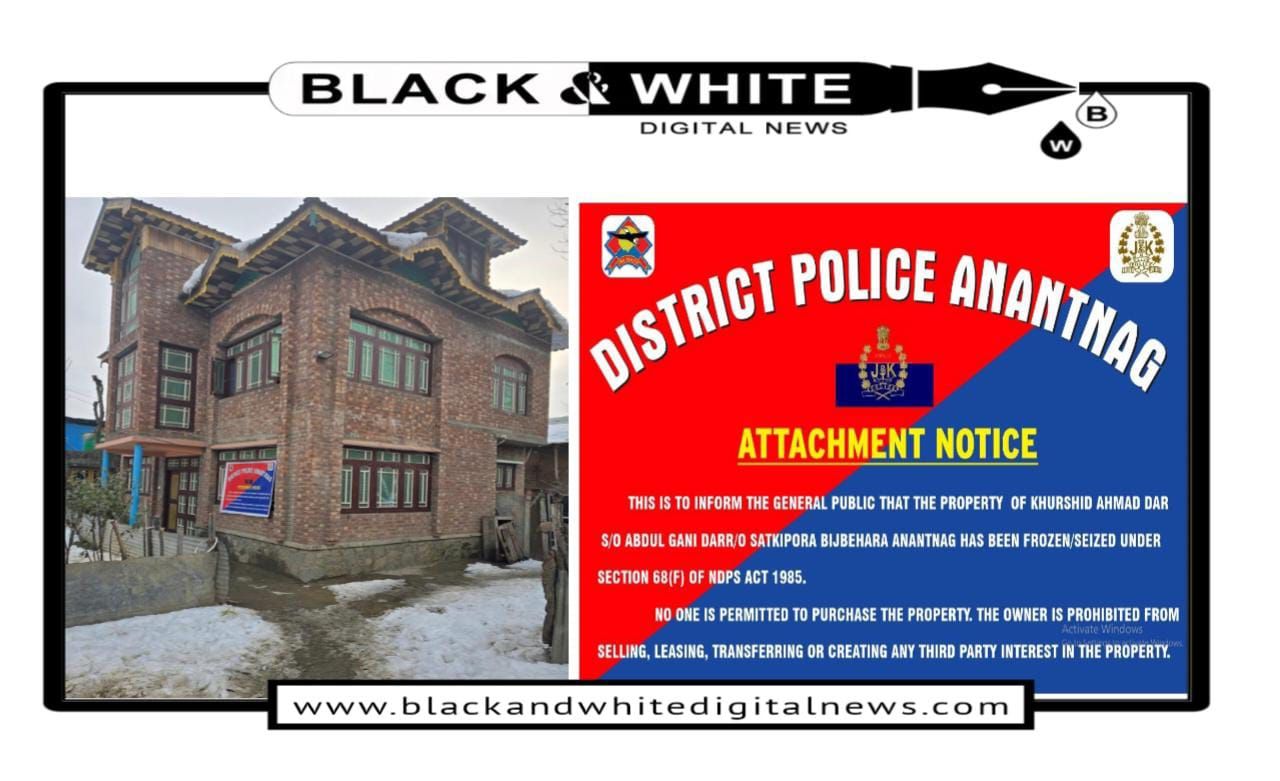 Anantnag Police Attaches Property Worth ₹1 Crore Under NDPS Act