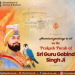 Greetings on the Prakash Purab of Sri Guru Gobind Singh Ji. Guru Ji is an embodiment of valor, sacrifice & justice.