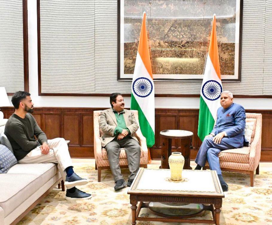 Virat Kohli Meets Vice President Jagdeep Dhankhar Amid Ranji Trophy Return
