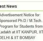 Advertisement Notice for Sponsored Ph.D / M.Tech. Program for Students from #Ladakh at IIT KANPUR, IIT DELHI & IIT BOMBAY