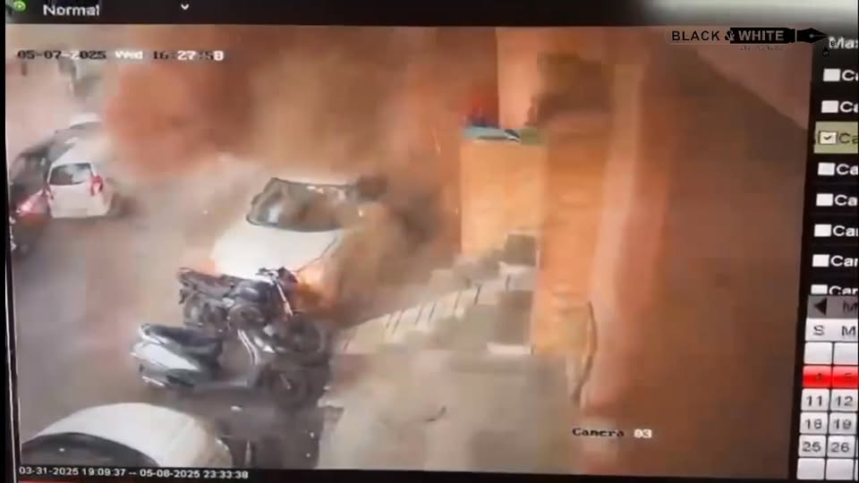 CCTV Footage Captures Blast Aftermath in Rehari on 08/05/2025 Morning — Damaged House Seen in shelling.