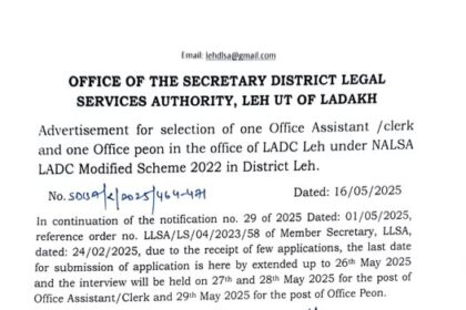OFFICE OF THE SECRETARY DISTRICT LEGAL SERVICES AUTHORITY, LEH UT OF LADAKH