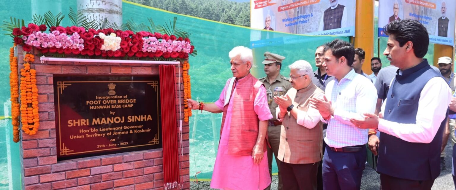 LG Manoj Sinha Reviews Shri Amarnath Ji Yatra Arrangements at Nunwan Base Camp; Inaugurates Key Infrastructure