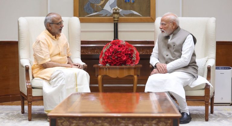 PM Modi Meets NDA VP Candidate CP Radhakrishnan In Delhi