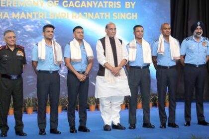 Rajnath Singh Felicitates Gaganyatris, Hails India’s Space Ambitions