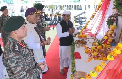 Rajnath Singh Performs Shastra Puja In Bhuj, Warns Pakistan Against Misadventures In Sir Creek