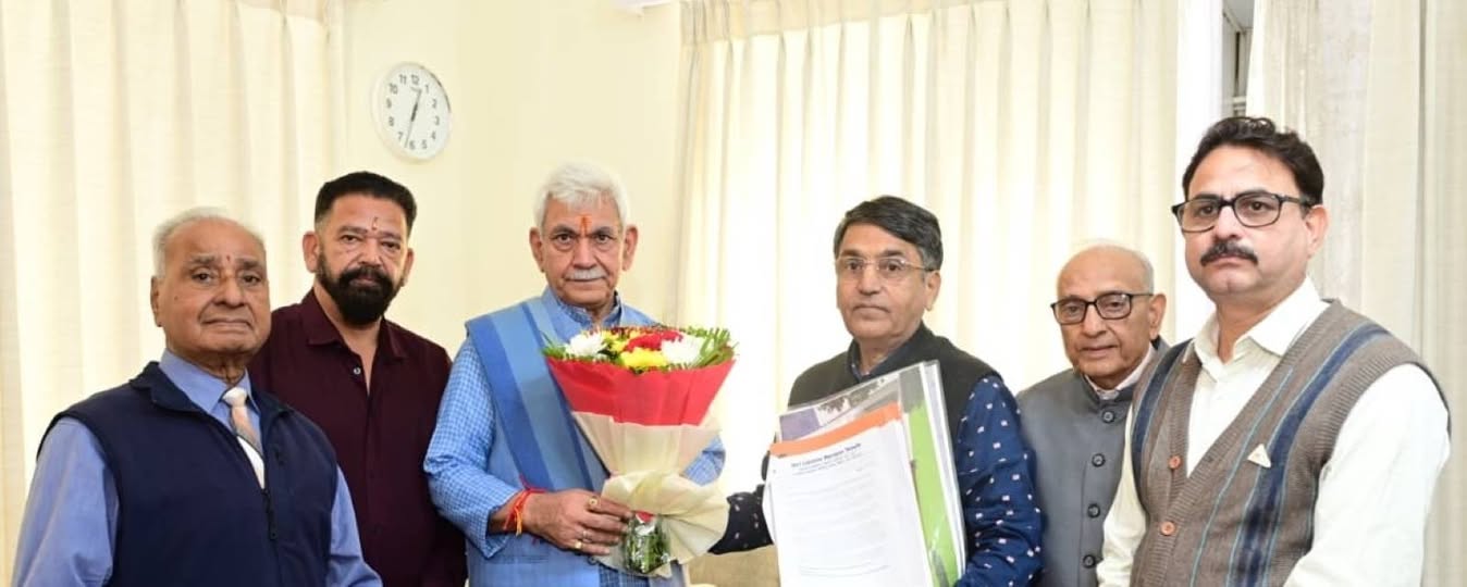 A delegation of the Shri Lakshmi Narayan Temple Management Trust, Gandhi Nagar Jammu, led by President V.K. Abrol, called on Lieutenant Governor Manoj Sinha in Jammu today.