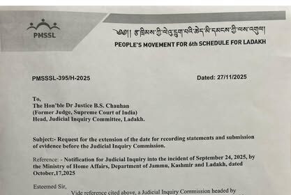 Judicial Inquiry Commission has extended the deadline to submit statements and evidence related to the September 24 Leh incident to December 8, 2025. District Administration, Leh Press Information Bureau - PIB, Government of India Akashvani Leh Reach Ladakh Gulistan News Ladakh Voice of Ladakh Ministry of Information & Broadcasting, Government of India