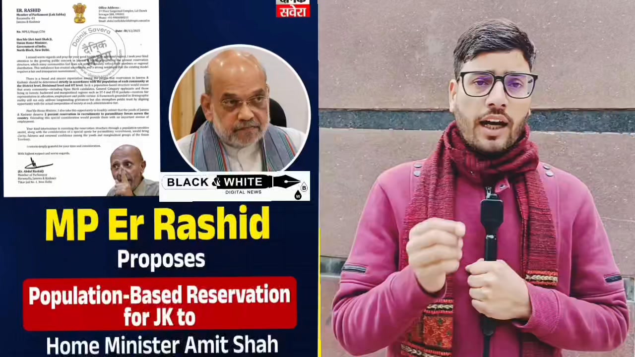 Baramulla Mp Er Rashid Writes to Amit Shah, Proposes Population-Based Reservation Model for Jammu & Kashmir