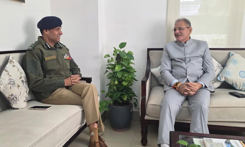 DGP Ladakh (Designate) Mukesh Singh Calls on Lt Governor