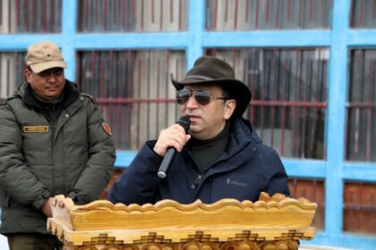 Chief Secretary Ashish Kundra inspects ongoing developmental projects in Leh town.