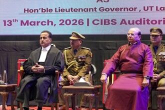 Shri Vinai Kumar Saxena sworn in as the 4th Lieutenant Governor of the Union Territory of Ladakh at the CIBS Auditorium in Leh.