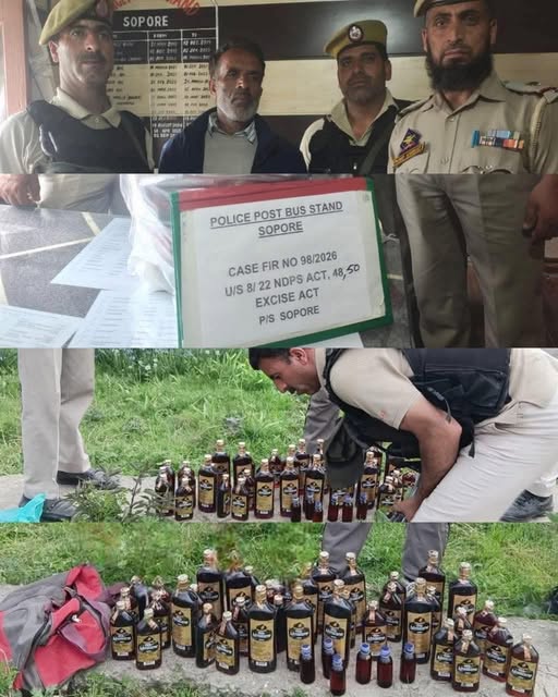 Anti-Drug Enforcement Drive Continues in Sopore under Nasha Mukt Jammu & Kashmir Abhiyaan; Chronic Bootlegger/Drug Peddler Arrested