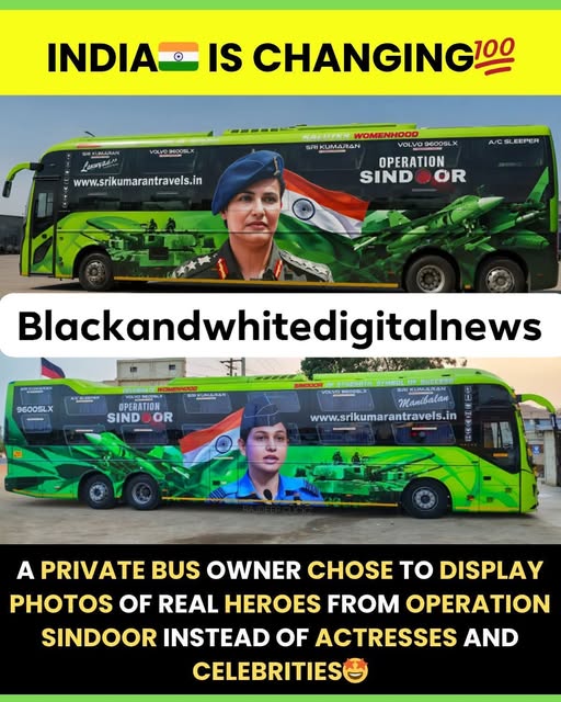 In a time when film stars and celebrities dominate most public spaces, one private bus owner chose to send a very different message — a message of respect for the nation’s real heroes.
