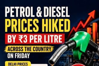 Petrol and diesel prices were hiked by ₹3 per litre across the country on Friday. In Delhi, petrol now costs ₹97.77 per litre, up from ₹94.77, while diesel rose to ₹90.67 from ₹87.67.