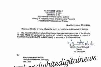 The appointment committee of the cabinet has approved the proposal of the Ministry of Home Affairs for waving of the cooling period for central Deputation, in respect of Vidhi Kumar Birdhi IPS ( AGMUT:2003), in relaxation of Tenure Policy.