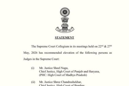 The Supreme Court Collegium has recommended five names to the Centre for appointment as judges of the Supreme Court of India.