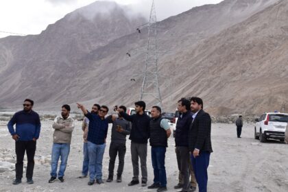 DC Nubra Inspects 220 KV Diskit-Phyang Transmission Line at T-morh and Tsati, Nubra.