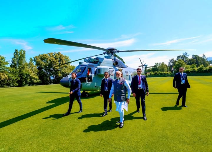 Hon’ble Prime Minister Narendra Modi arrives in Evian ,France for the G7 Summit, reaffirming India’s Commitment to Global cooperation and shared Prosperity.