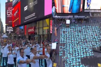 International Yoga Day Dawns On Times Square With People Reflecting Universality With All Nations And Ethnicities