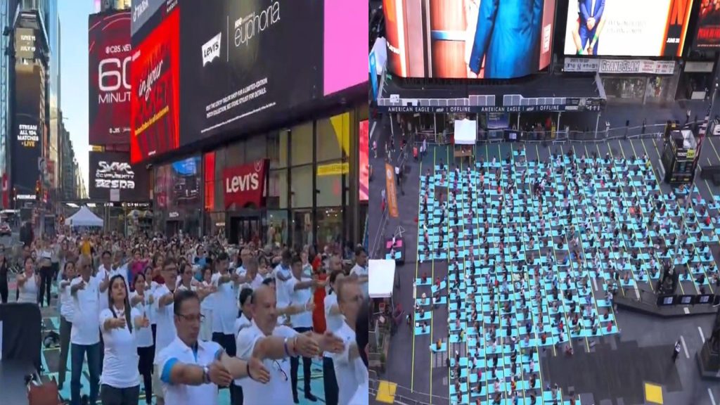 International Yoga Day Dawns On Times Square With People Reflecting Universality With All Nations And Ethnicities