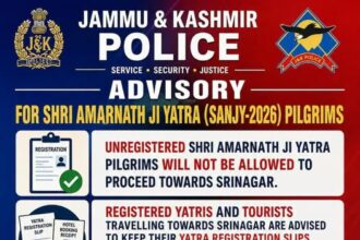 Jammu and Kashmir Police issued advisory regarding Amarnath Nath ji Yatra