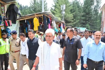 LG Manoj Sinha today visited the Nunwan base camp to inspect the facilities being provided to the Shri Amarnath Ji Yatra pilgrims, and chaired a review meeting with senior officials.