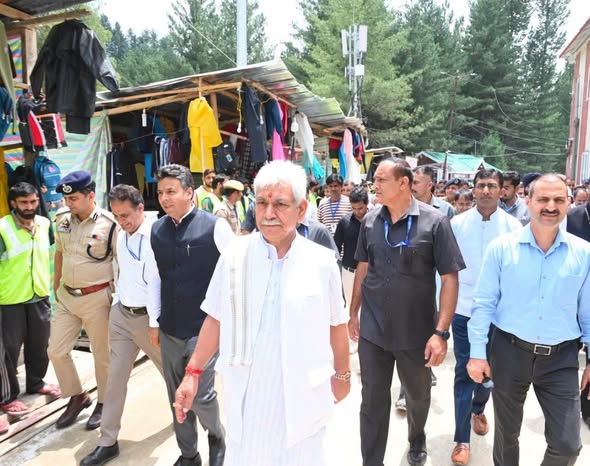 LG Manoj Sinha today visited the Nunwan base camp to inspect the facilities being provided to the Shri Amarnath Ji Yatra pilgrims, and chaired a review meeting with senior officials.