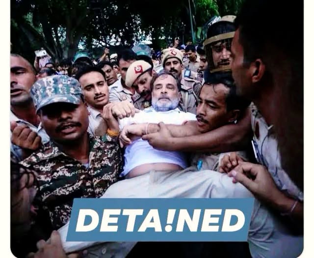 Rahul Gandhi detained outside PM Modi's residence. 