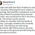 I spoke with DGP Shri Nalin Prabhat to review the situation following the terror attack in Anantnag.