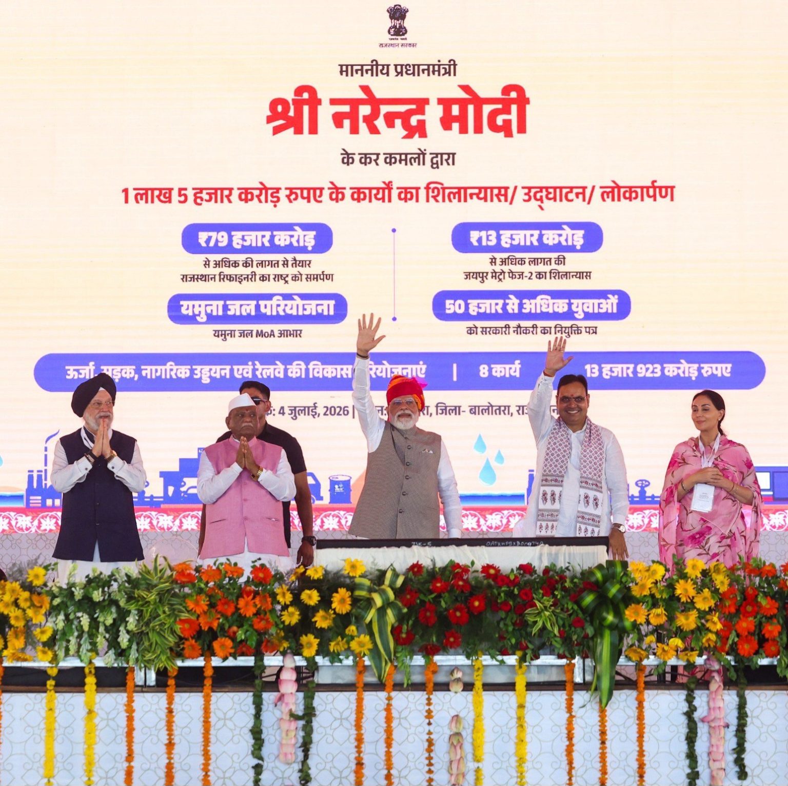 PM Modi Inaugurates Projects Worth ₹1.06 Lakh Crore In Rajasthan; Dedicates Refinery, Unveils Major Infrastructure Push