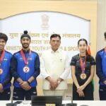 Sports Minister Mandaviya Felicitates World Junior Champion Anahat Singh, India’s Medal-Winning Squash Team