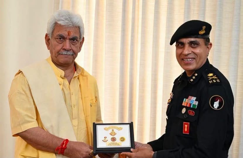 Major General Mukesh Bhanwala, Inspector General (Operations) of the National Security Guard, called on Lieutenant Governor Manoj Sinha .