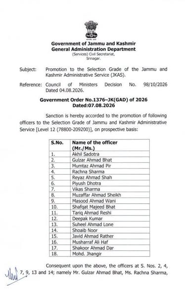 KAS Officers got Selection Grade ..