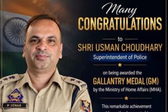Heartiest congratulations to Usman Choudhary, Superintendent of Police, on being conferred the prestigious Gallantry Medal (GM) by the Ministry of Home Affairs (MHA), Government of India.