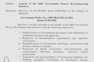 J&K Government Launches Major Process Re-Engineering Initiative to Cut Red Tape, Reduce Paperwork and Strengthen Accountability