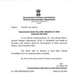 Kakroo posted as Secretary J&K Advisory Board for Welfare of OBCs
