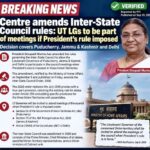Centre Amends Inter-State Council Rules for UTs Under Central Rule