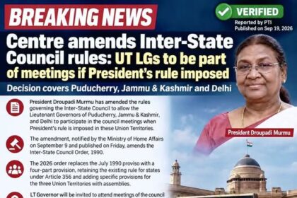 Centre Amends Inter-State Council Rules for UTs Under Central Rule