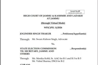 The Hon’ble High Court of Jammu & Kashmir and Ladakh at Jammu, on 02.09.2026, issued notice in WP(C)PIL No. 11/2026 filed by Adv. Joginder Singh Thakur seeking a direction to hold overdue three-tier Panchayati Raj elections (Village Panchayats, Block Development Councils and District Development Councils) across the UT of J&K.